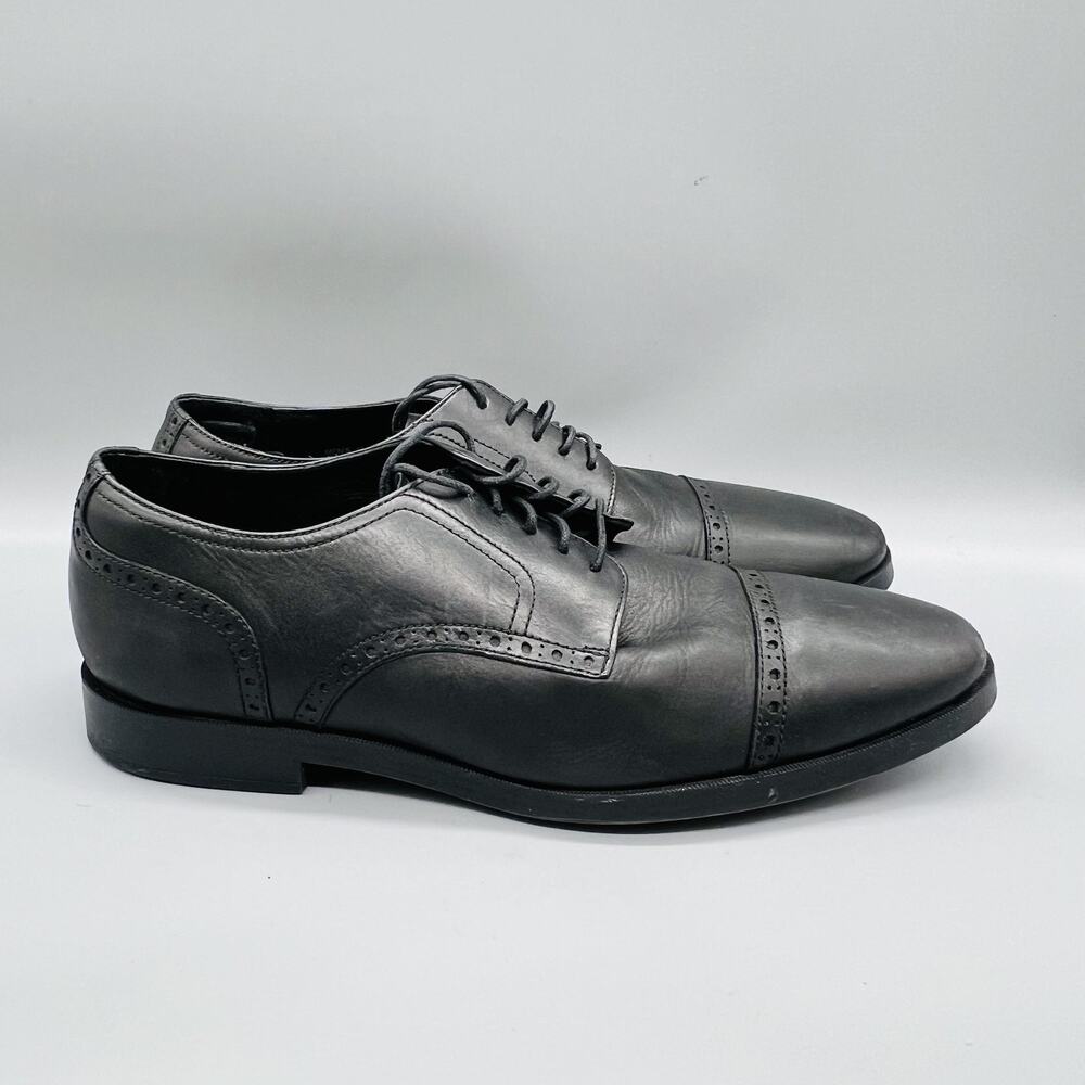 Cole Haan Shoes Mens 10 Black Leather Grand OS Cap Toe Derby Oxford Dress Brogue
